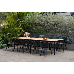 INTERNATIONAL HOME MIAMI Amazonia 13 Piece Mirus Rectangular Extedable Dining Set | 100% FSC Certified Teak Wood | Ideal Furniture Set For Outdoors