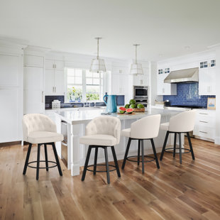 WILDON HOME® Elyana Swivel Upholstered 25.98'' Counter Stool with Metal Frame (Set of 4)