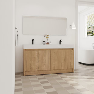 HOKKU DESIGNS Umar 60'' Free-standing Double Bathroom Vanity With Resin Vanity Top