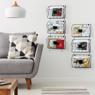 ZENCO HOMEGOODS Wall Mounted File Rack For Office With Hooks, Set Of 6 (Set of 6)