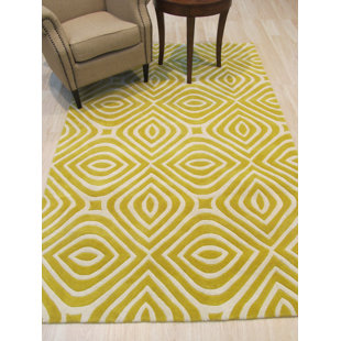 EORC Stylish & Durable Marla Hand Tufted Wool Geometric pattern Indoor Yellow Rectangle Round Area Rugs