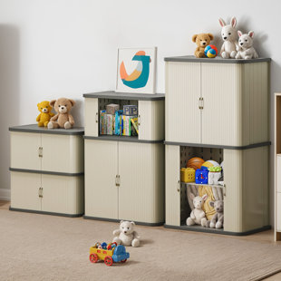 Edrosie Inc 35.4'' W Water Resistant Resin Lockable Deck Box in Light Gray