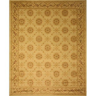 THREADBIND Stylish and Durable Machine Made Wool Modern Transitional Floral Indoor Beige Area Rugs