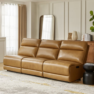 HOKKU DESIGNS Myheir Modern Genuine Leather Power Reclining Sofa With Power Headrest