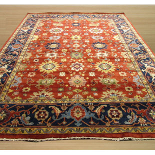 MERIDIAN RUGMAKERS Stylish and Durable Hand Knotted Wool Oriental Stain Resistant Indoor Red Brown Rectangle Area Rugs