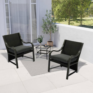 Four Seasons Courtyard Canmore Captain Outdoor Patio Cushioned Arm Chair, 2 Pack (Set of 2)