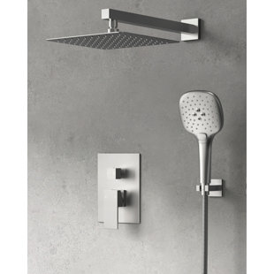 GRANDJOY ClassicRain Shower System 10" Wall Mount Rainfall Shower Head Multifunction Handheld Spray