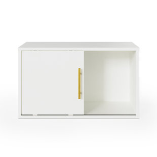 GREEN4EVER Single Stackable Bookcase Storage with Sliding Door