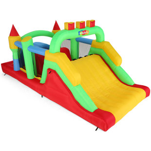 DREAMDWELL HOME 18'x8.2'x6.6' Kids Inflatable Obstacle Bounce House With Racing Slides,Dual Crawl Tunnels, Dual Climbing, Jumping
