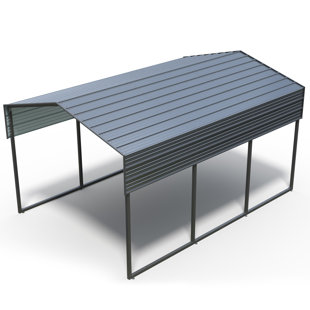 OUTOPEE 14.8 Ft. W X 10 Ft. D X 8.3 Ft. H Carbon Black Galvanized Steel Peaked Carport