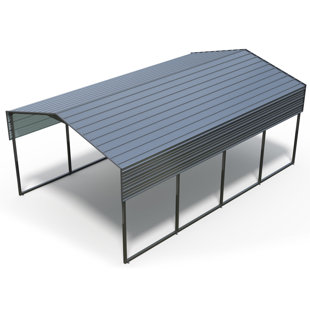 OUTOPEE 19.5 Ft. W X 12 Ft. D X 8.5 Ft. H Carbon Black Galvanized Steel Peaked Carport