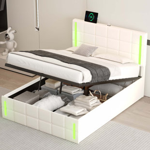 DONK Upholstered Bed With LED Lights And USB Charging Station