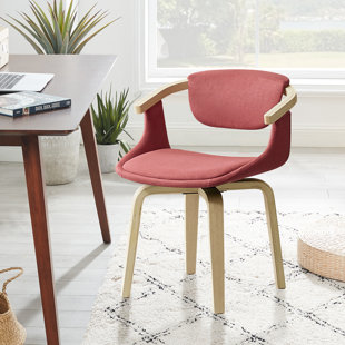 EBERN DESIGNS Diland Linen Upholstered Swivel Home Office Task Desk Chair