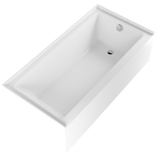 DEERVALLEY 60" x 30" Rectangular Alcove Soaking Acrylic Bathtub with Chrome Drain and Overflow