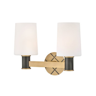 Hinkley Declan Small Two Light Bath Vanity with Crosshatch Motif