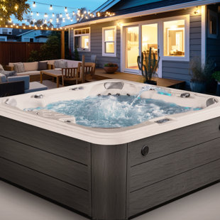 AQUALIFE® BY STRONG SPAS® Destination 6-Person 59-Jet 80-Port 4-Pump Non-Lounger Hot Tub Spa with Bluetooth, Stainless Steel Heater, Programmable LED Lighting, Insulated Cover Included