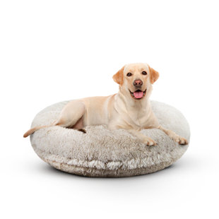 BESSIE AND BARNIE Luxury Shag Plush Faux Fur Bagel Pet Bed, Reversible Polyester Dog Bed