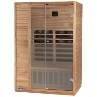 LIFESMART SPAS AND SAUNAS Lifesmart Sahara LSS-2, 2-Person Indoor Okoume+Hemlock Infrared Sauna with 5 Carbon Heaters