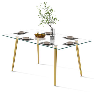 WESTCO FURNITURE Glass Top Metal Base Dining Table