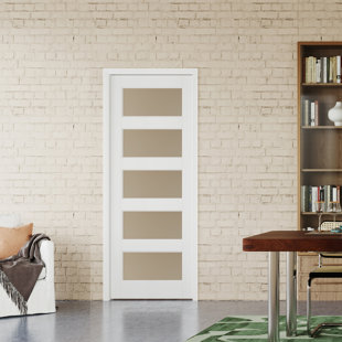 DOOOLI Five-Panel Frosted Glass Interior Standard Interior Door, Without Hardware Included