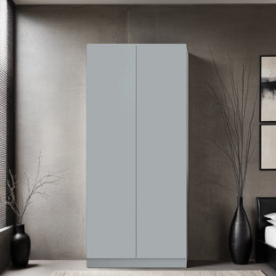 ZIPCODE DESIGN Carlton 2 Door Double Wardrobe - Matt Finish, Soft Close Hinged Doors. Modern No-Handle Push-to-Open Design