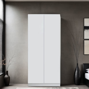 ZIPCODE DESIGN Carlton 2 Door Double Wardrobe - Matt Finish, Soft Close Hinged Doors. Modern No-Handle Push-to-Open Design
