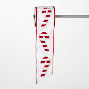 CLOVER LANE 15' Christmas Candy Cane Ribbon, Red-White