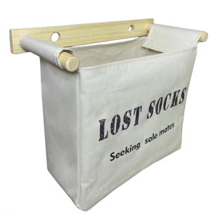 KIWAWA Canvas Wall Mounted Lost Socks seeking Sole Mate Basket Laundry Room Organizer