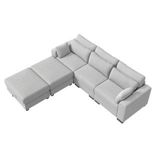 SOMUBI 5-Piece 103" U-Shaped Symmetrical Upholstery Sectional Sofa With Movable Storage Ottomans, Corduroy Sofa Collection