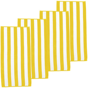 FRESHFOLDS 100% Cotton Absorbent & Quick-Dry Cabana Beach Towels (Set of 4)