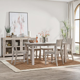 KOSAS HOME Delphi 7 - Piece Solid Wood Dining Set- Ivory