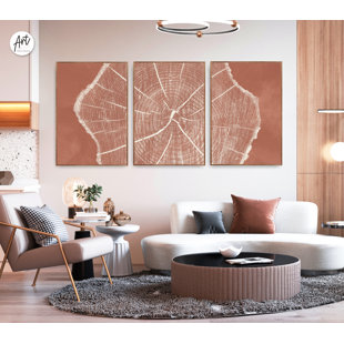 ART TERRITORY Large Tree Ring Print, Terracotta Wall Art, Lake House Wall Art, Woodblock Print