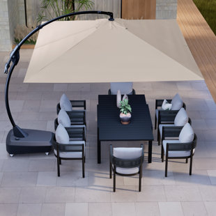 FREEPORT PARK® Kappel 10 x 13 Ft Rectangular Tilt Adjustable Curved Cantilever Umbrella with Base