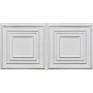 FROMPLAINTOBEAUTIFULINHOURS Schoolhouse 24'' L PVC Drop-In Ceiling Tile, Glue Up Ceiling Tile Ceiling Tile (Set of 10)