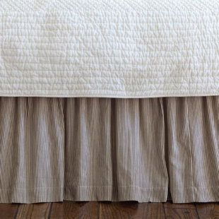 TAYLOR LINENS Farmhouse Brown Stripe Gathered Cotton 18" Bed Skirt
