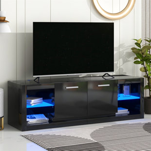 ORREN ELLIS Brieuc Mid Centry Modern Tv Stand Entertainment Center Media Console with LED Light