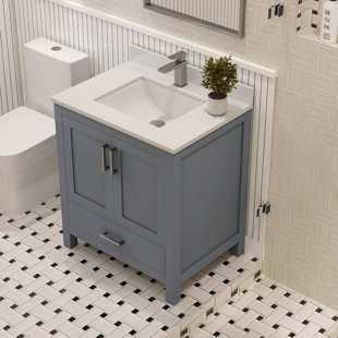 AYNA DECORS Rooh 30'' Single Bathroom Vanity with White Quartz Top