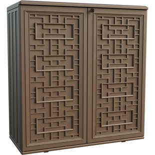 Arts Box Trading 14.96 W 60 Storage Cabinet with Doors and Shelves, 60 Gallon Indoor & Outdoor Deck Box