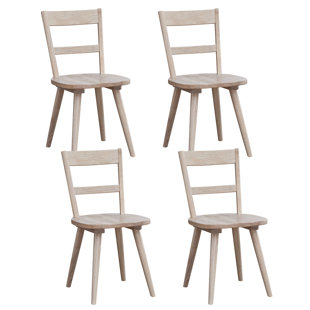George Oliver 17.5" Wide Mid-Century Modern Wire-Brushed Wood Dining Chair