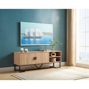AUDIOHOME TV Stand Two Door Cabinet With Two Open Shelves With Metal Legs,tv console,entertainment center