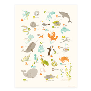 SEA URCHIN STUDIO Ocean Sea Alphabet Graphic Art in Orange