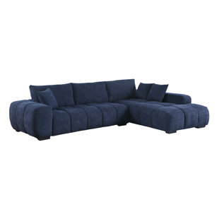 LATITUDE RUN® Swapan Modern Chenille Couch Sofa Sectional with Deep Tufted Seat