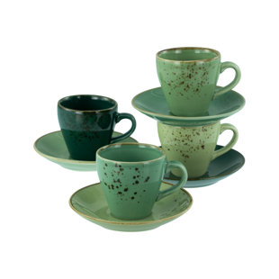 CREATABLE Nature Collection Mediterran, 8-teiliges Geschirrset, Espresso Set Aus Steinzeug