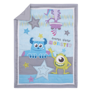 NoJo Disney Monsters, Inc. Cutest Little Monster Turquoise, 3pc Crib Bedding Set (Set of 3)