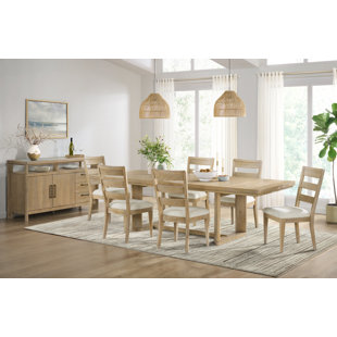 EMERALD HOME FURNISHINGS Ashal 6 Person Solid Wood Trestle Dining Set