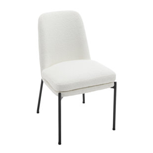 EBERN DESIGNS Modern Curved Back Dining Chair With Metal Base - Performance Boucle