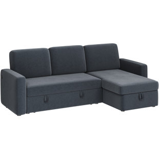 LATITUDE RUN® Evaro Modern Linen Fabric Convertible Sectional Sofa Couch W/chaise L-shaped Reversible Sofa & Bed For Limited Spaces