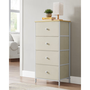 BOROUGH WHARF Chest Of Drawers Bedroom, Drawer Storage Unit, Dresser With 4 Fabric Drawers, Metal Frame, Tall And Slim, For Closet