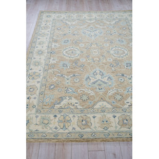 Exquisite Rugs Claremont Oushak Handmade Hand-Tufted New Zealand Wool On Canvas Light Brown/Ivory Area Rug