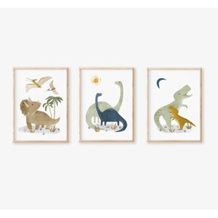 NEMO AND HER Dinosaur 3 Piece Paper Print Set - Unframed Prints
